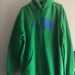 Green and blue north face hoodie